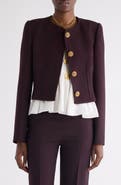 Chloé Collarless Wool Crêpe Crop Jacket