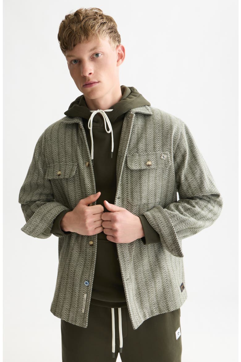 Herringbone Jacquard Relaxed Fit Shirt, Alternate, color, DARK FOREST