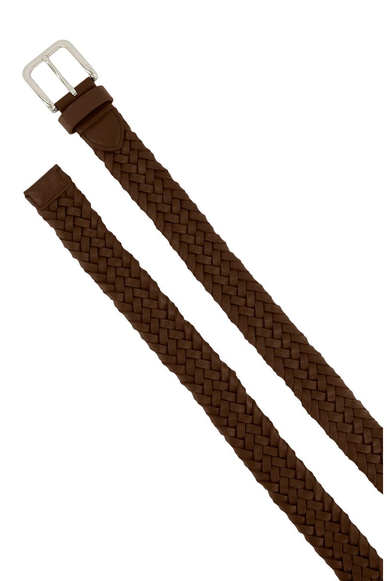 Alex Woven Leather Belt, Alternate, color, CACAO BROWN