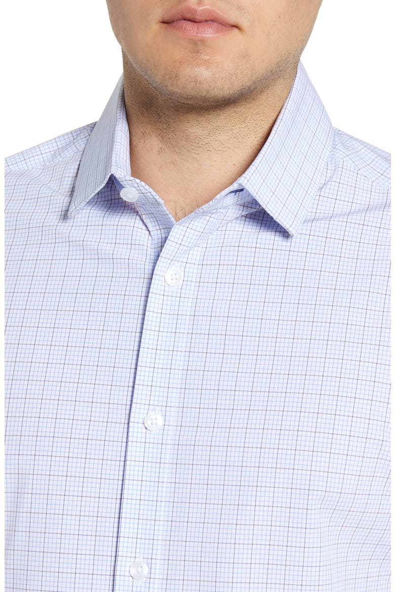 Dixon Tattersall Trim Fit Performance Button-Up Shirt, Alternate, color, BLUE