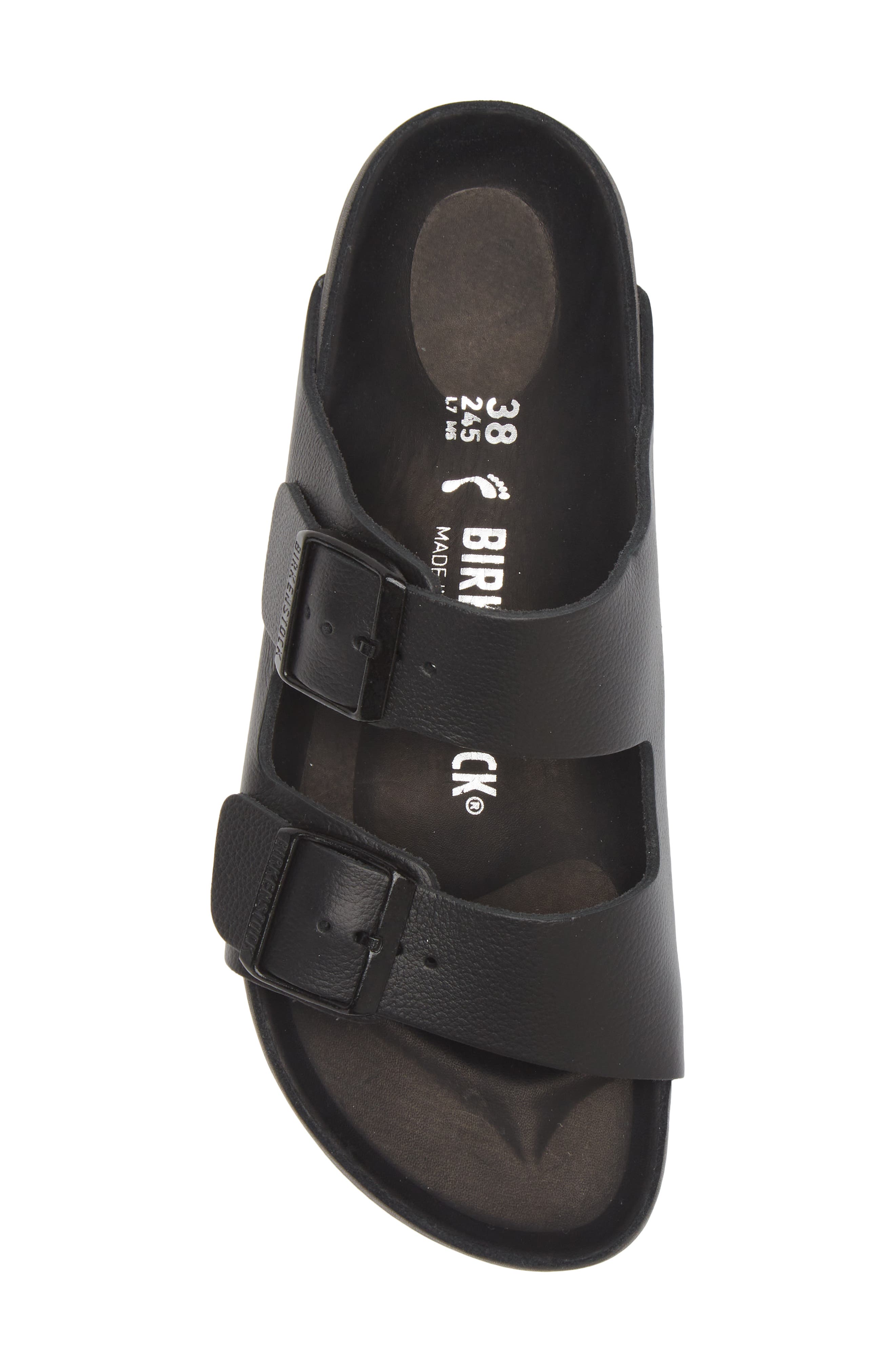 Birkenstock Arizona Exquisite Leather Slide Sandal, Alternate, color, Black