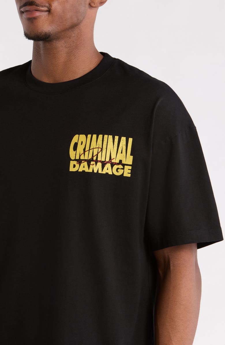CRIMINAL DAMAGE Everything Must Go Graphic Cotton T-Shirt, Alternate, color, Black/ Yellow/ Red
