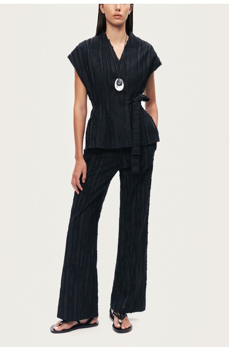 Nocturne Textured Belted Vest, Alternate, color, Black