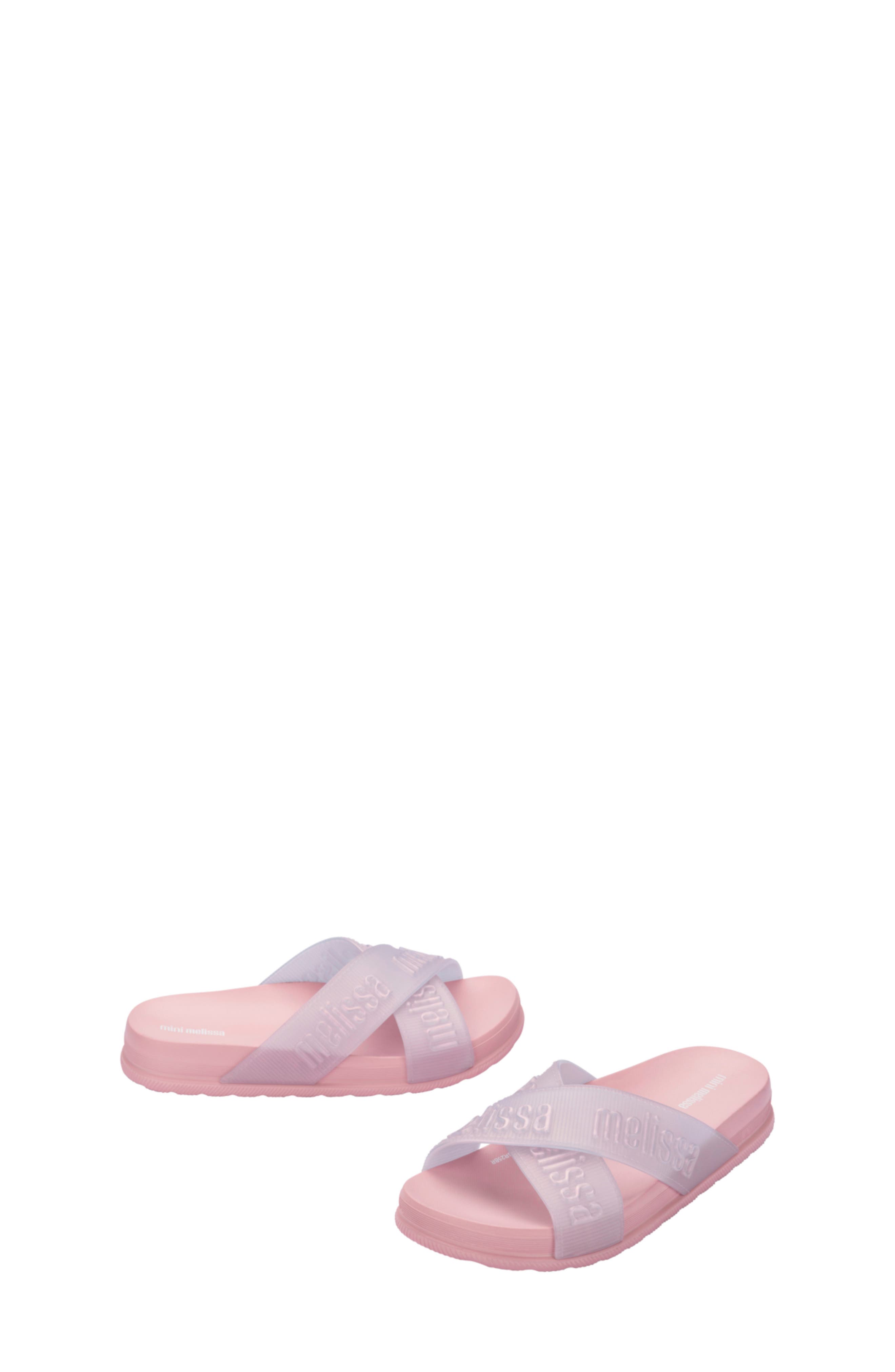 Kids' Cozy Cross Strap Slide Sandal, Alternate, color, PINK/ PEARLY