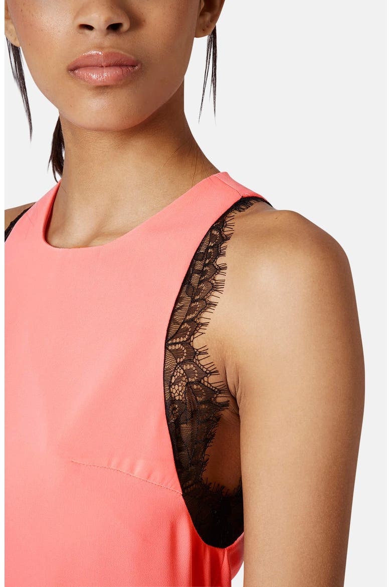 Lace Trim Romper, Alternate, color, PINK