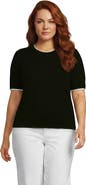Lands' End Double Trim Cotton Crew Neck Tee Sweater