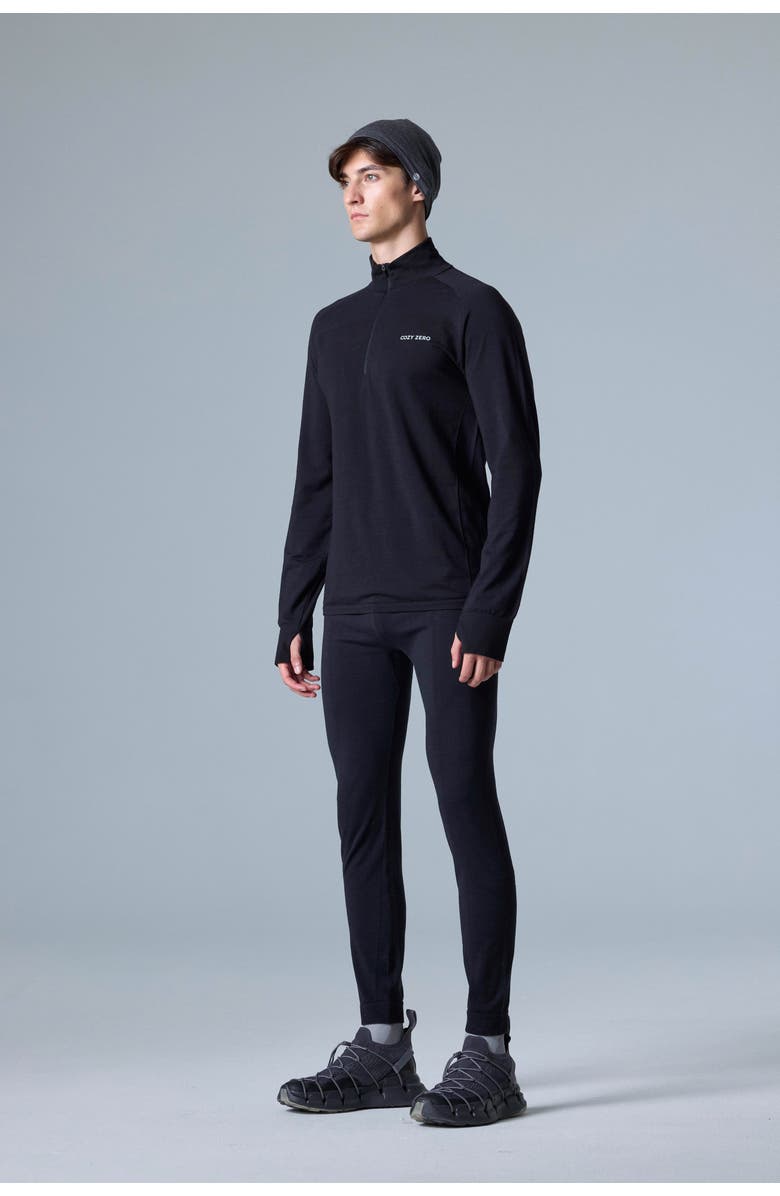 COZY ZERO Tech Merino Classic Fit Half Zip Long Sleeve Base Layer, Alternate, color, Black