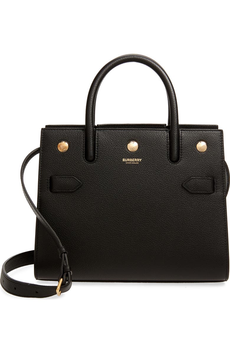 Burberry Mini Title Two-Handle Leather Bag, Main, color,