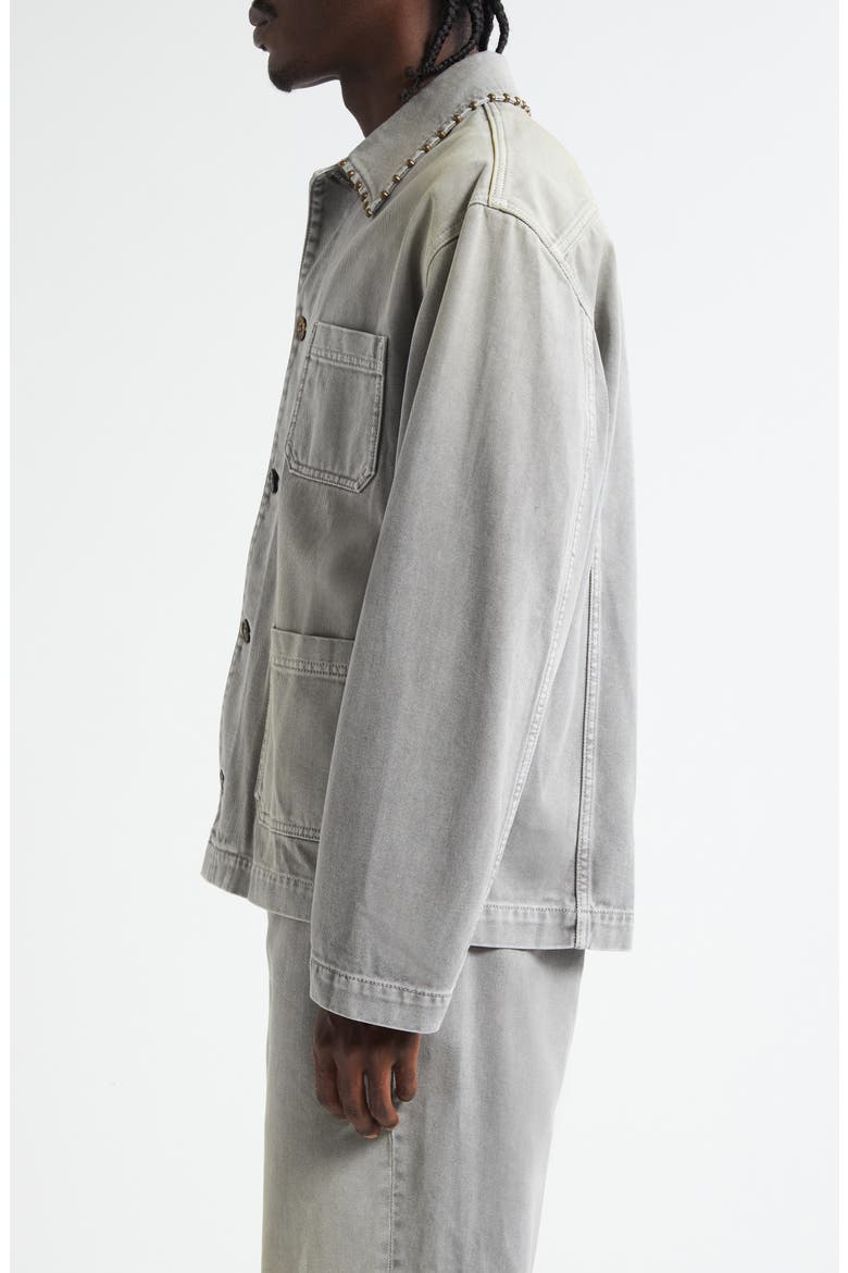 Journey Studded Cotton Twill Chore Jacket, Alternate, color, GREY
