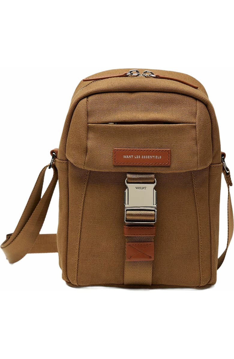 WANT Les Essentiels Brantford Organic Cotton Canvas Crossbody Bag, Main, color, Dark Camel