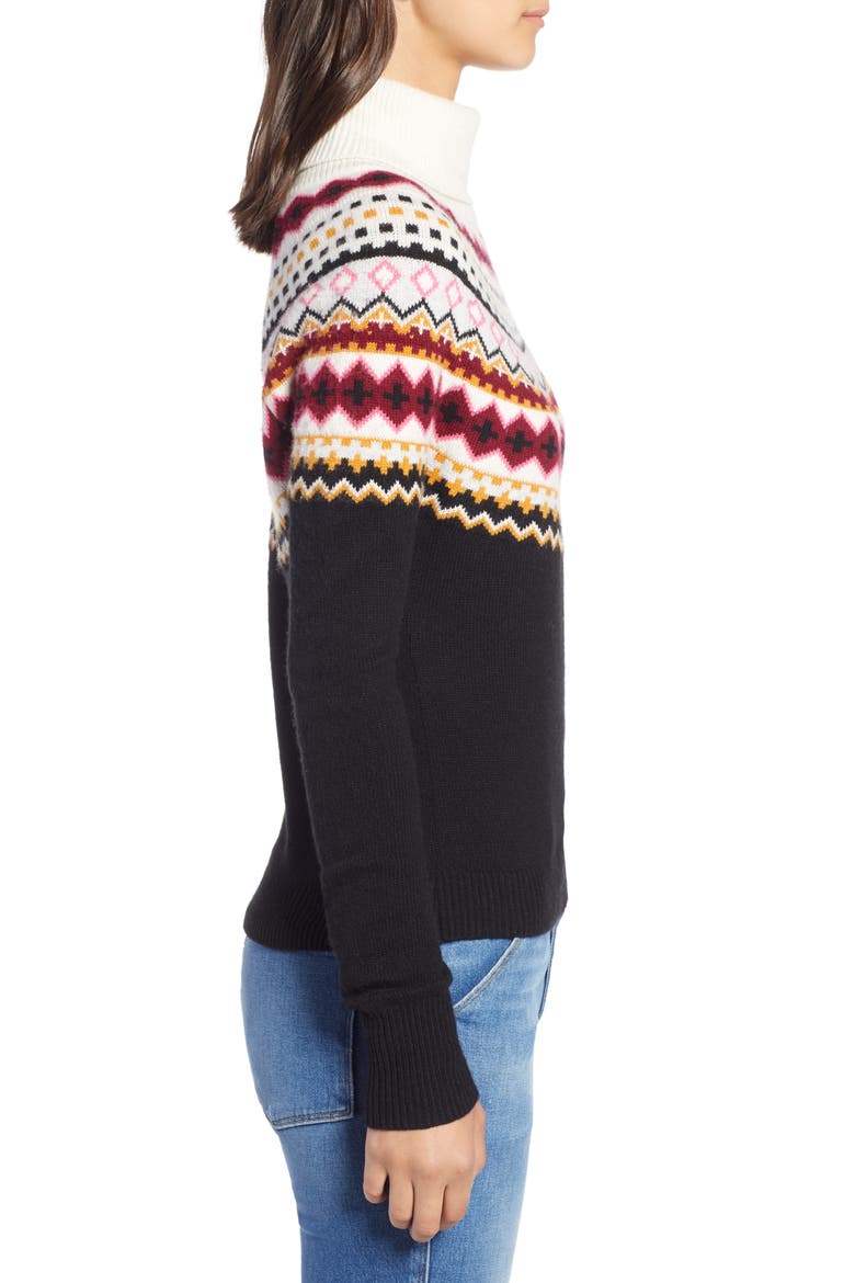 Fair Isle Turtleneck Sweater, Alternate, color, BLACK MULTI ESTATE FAIRISLE