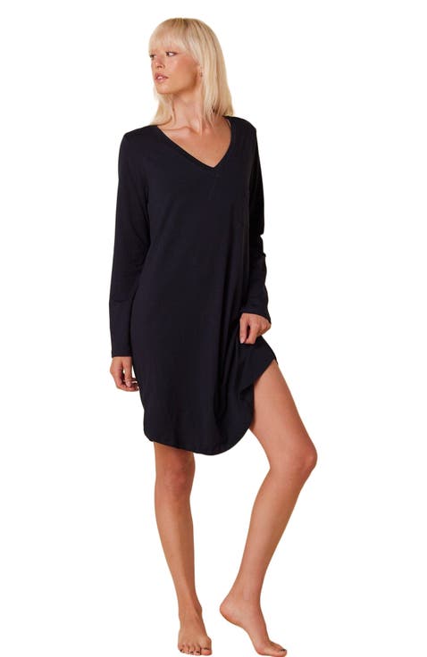 Pima Knit Long-Sleeved Sleep Shirt