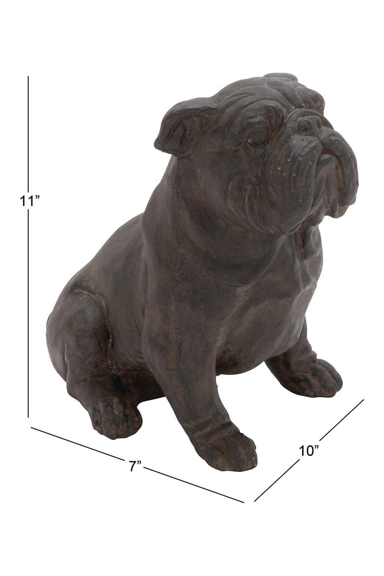 Brown Polystone Bull Dog Sculpture, Alternate, color, BROWN