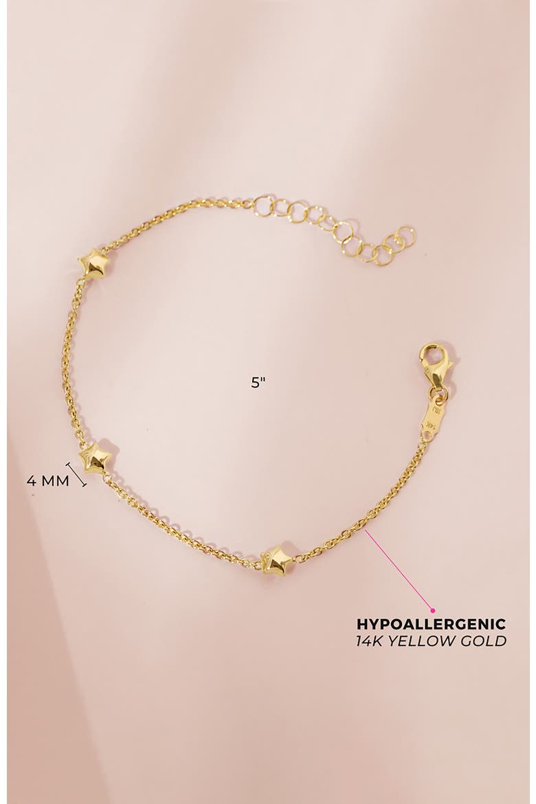 14k Polished Puffed Stars Bracelet, Alternate, color, Gold