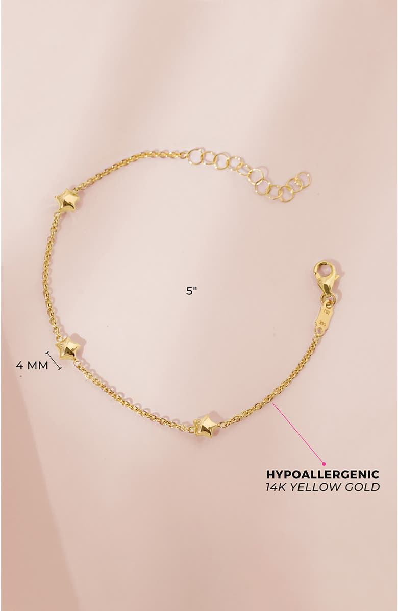 In Season Jewelry 14k Polished Puffed Stars Bracelet, Alternate, color, Gold