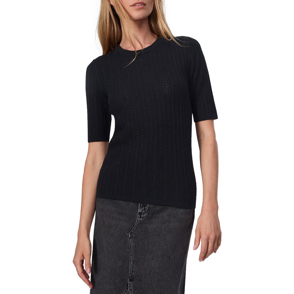 Rag & Bone Tina Short Sleeve Merino Wool Sweater In Black