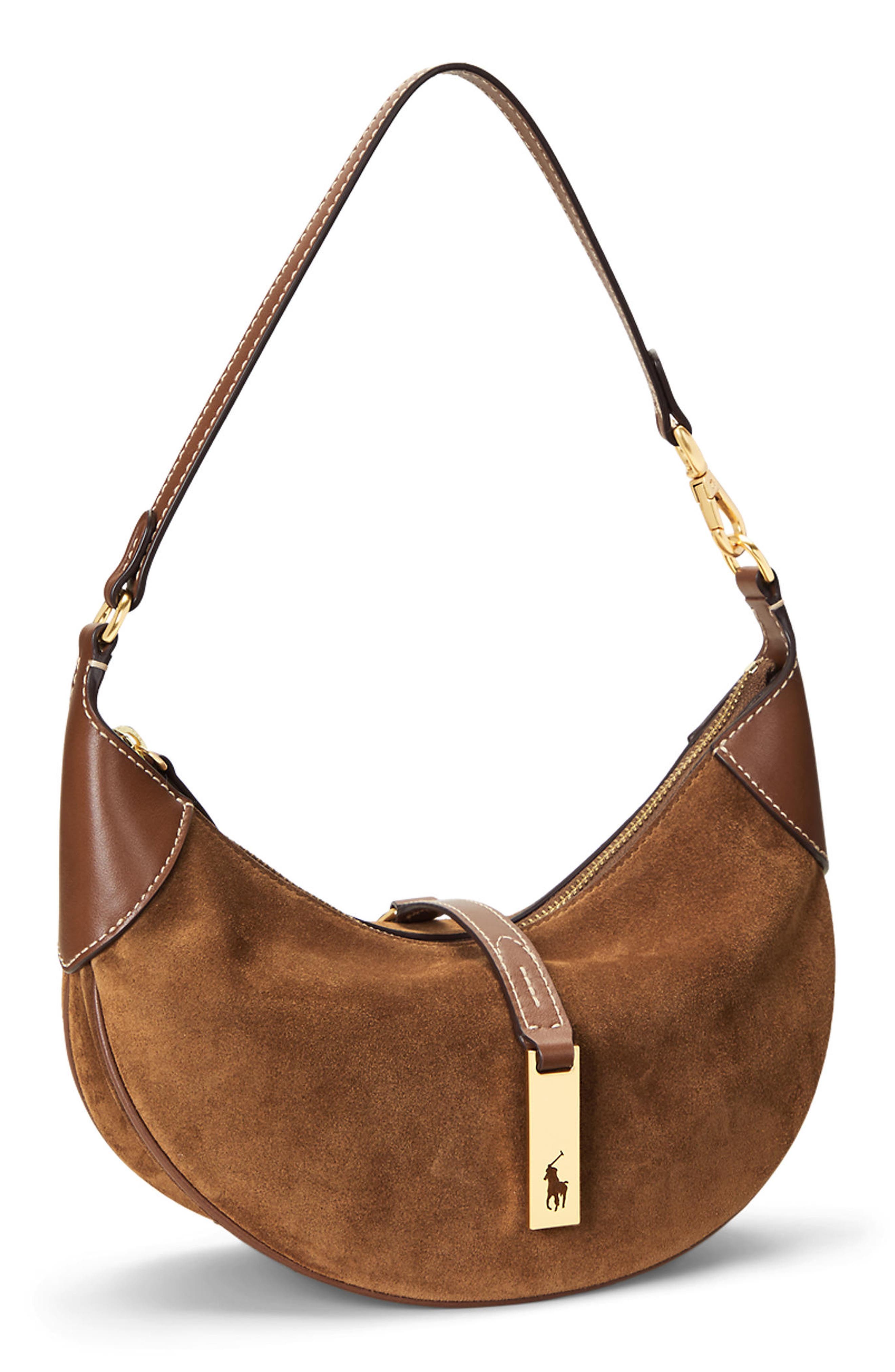 Polo Ralph Lauren Mini Polo ID Suede Shoulder Bag, Alternate, color, 