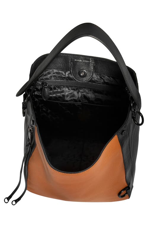 Rebecca Minkoff Mab Colorblock Leather Hobo Bag In Caramello/black