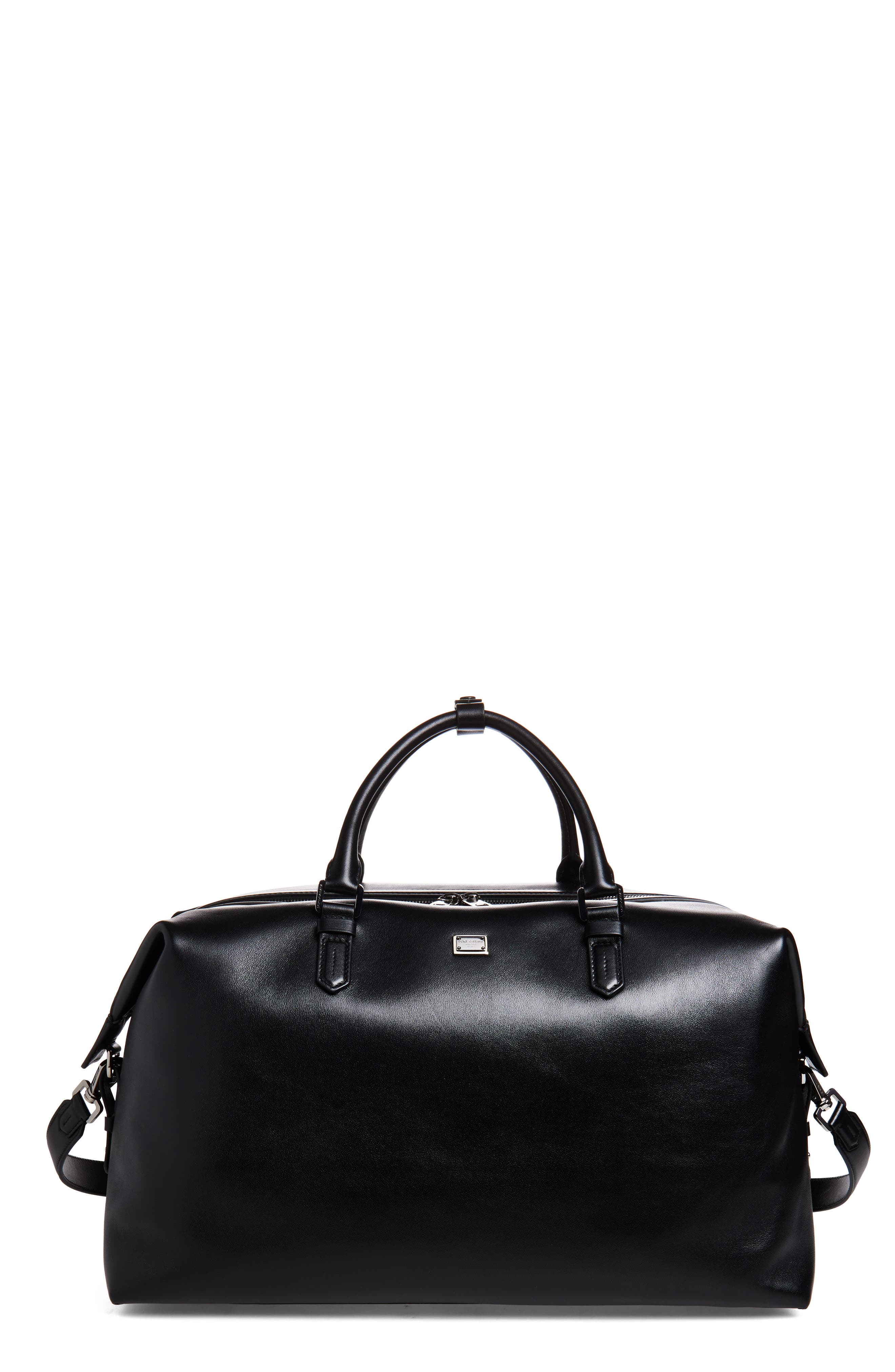 Dolce&Gabbana Roma Leather Duffle Bag, Main, color, 80999 Nero