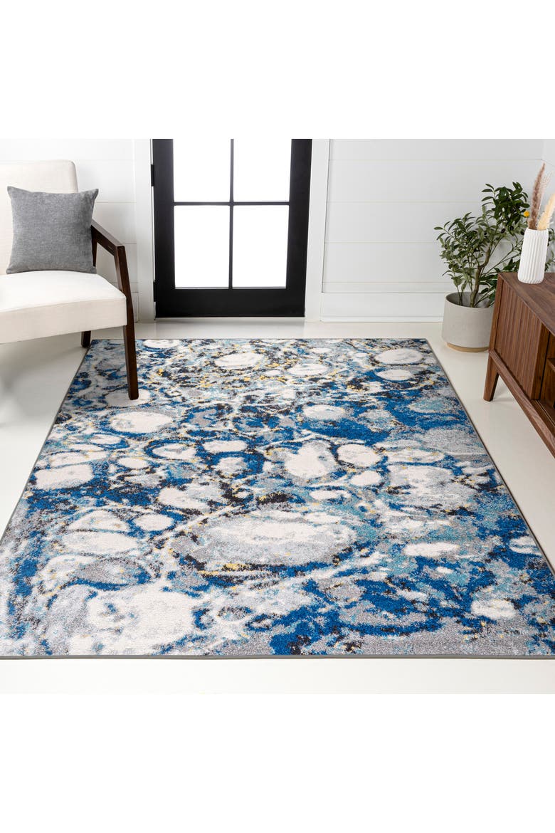 Pebble Marbled Abstract Area Rug, Alternate, color, Dark Gray/Blue