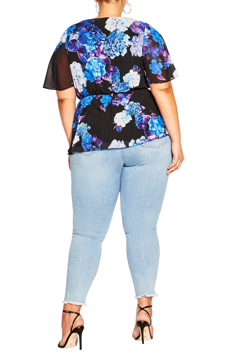 City Chic Carmen Floral Faux Wrap Top, Alternate, color,