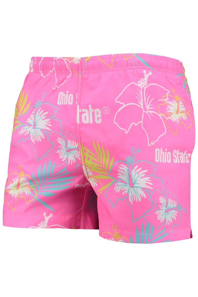 Men's FOCO Pink Ohio State Buckeyes Neon Floral Swim Trunks, Alternate, color, Pink