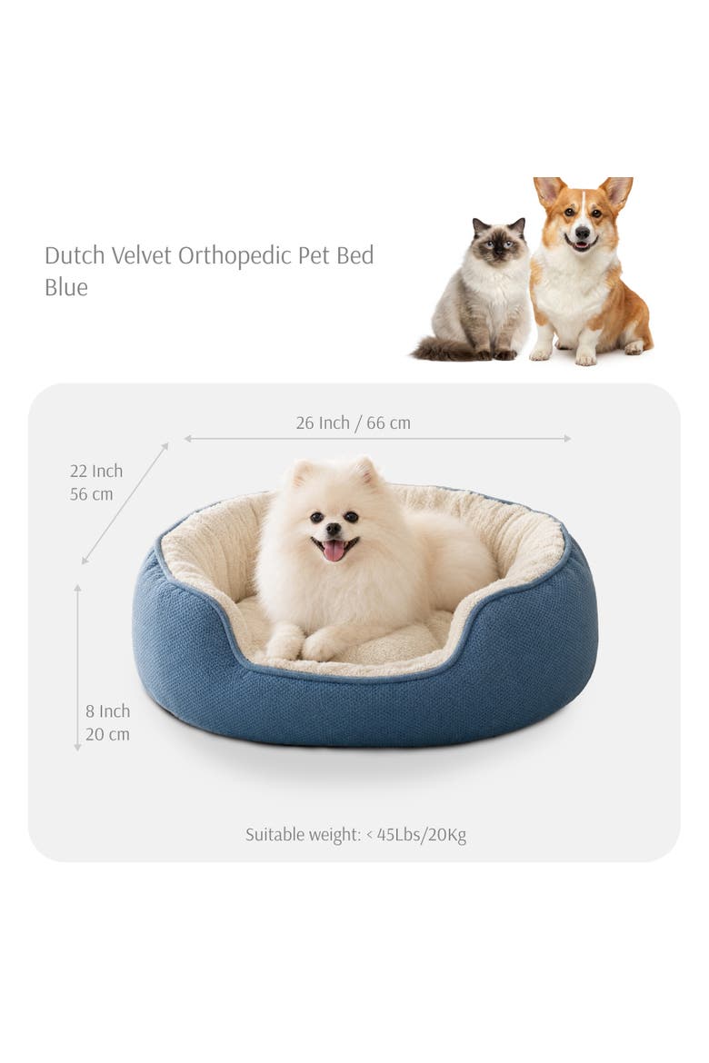 Essential Dutch Velvet Donut Cuddler Pet Bed, Alternate, color, Blue