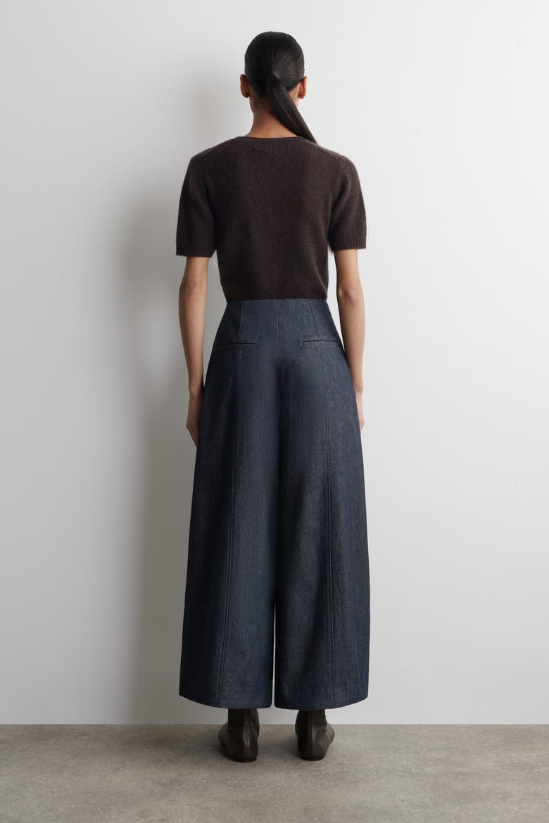 Raw Denim Cropped Barrel-Leg Pants, Alternate, color, INDIGO