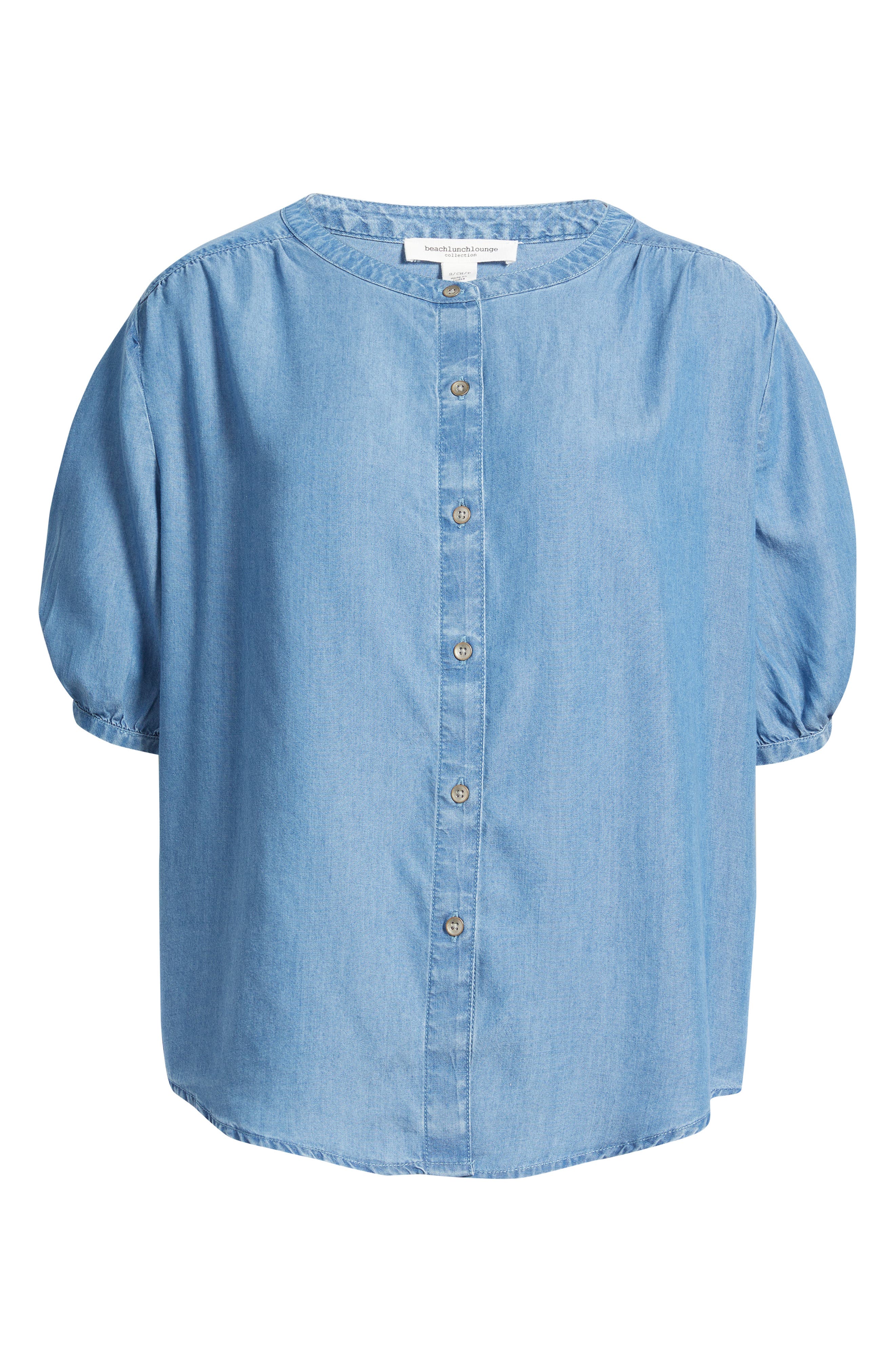 Beachlunchlounge Deja Short Sleeve Denim Shirt In Blue