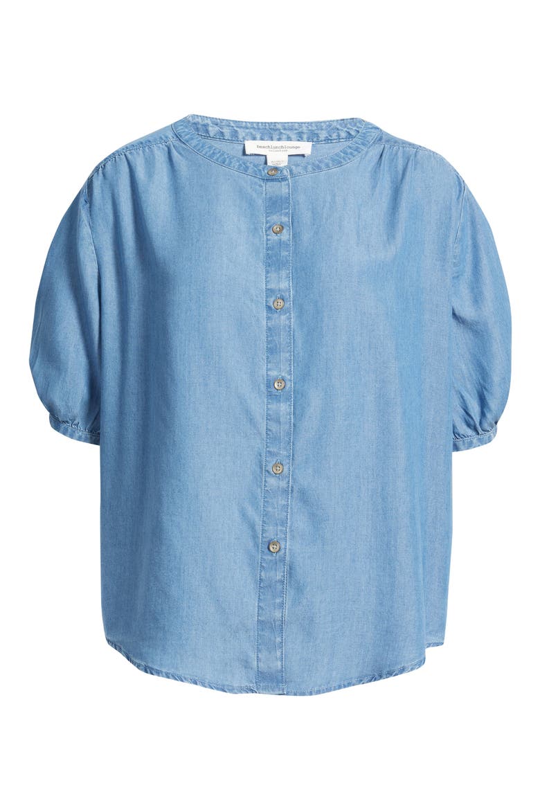 Deja Short Sleeve Denim Shirt, Alternate, color, MEDIUM WASH