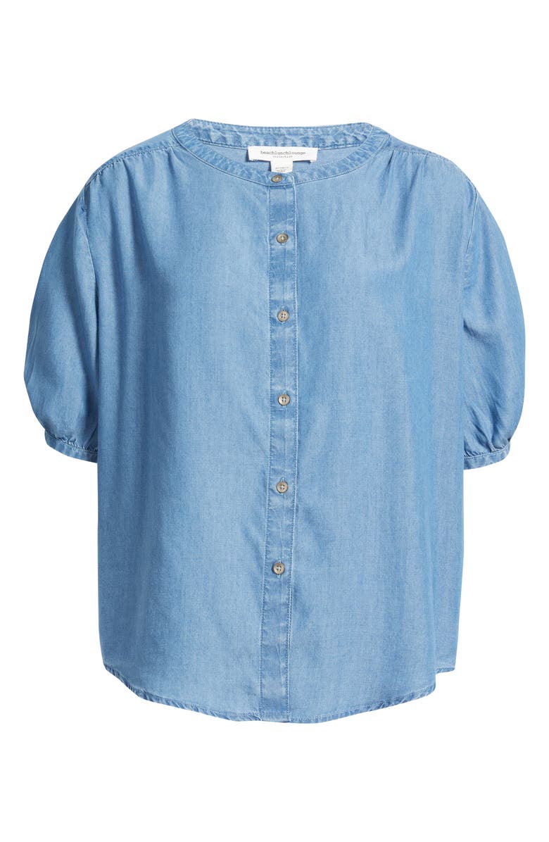 beachlunchlounge Deja Short Sleeve Denim Shirt, Main, color,