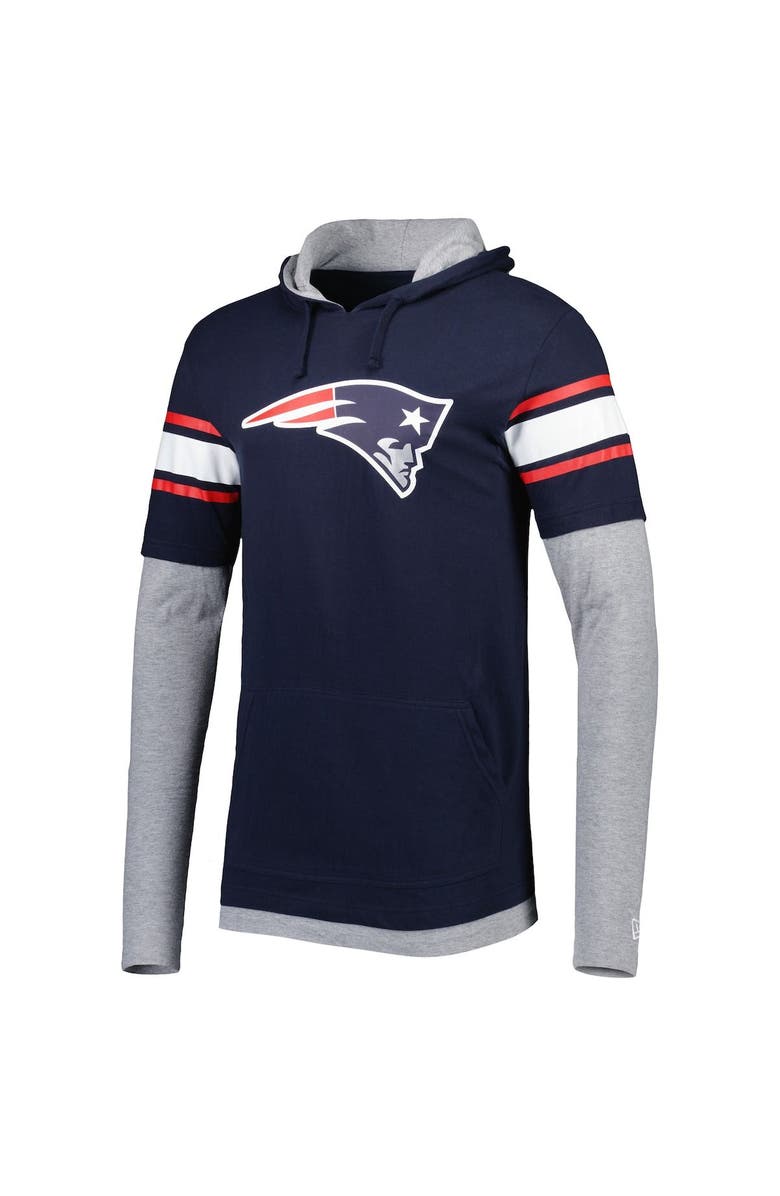 New Era Men's New Era Navy New England Patriots Long Sleeve Hoodie T-Shirt, Alternate, color, 