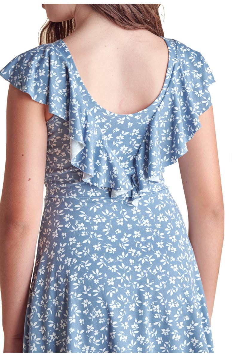 Un Deux Trois Flutter Sleeve Dress in Floral, Alternate, color, Periwinkle