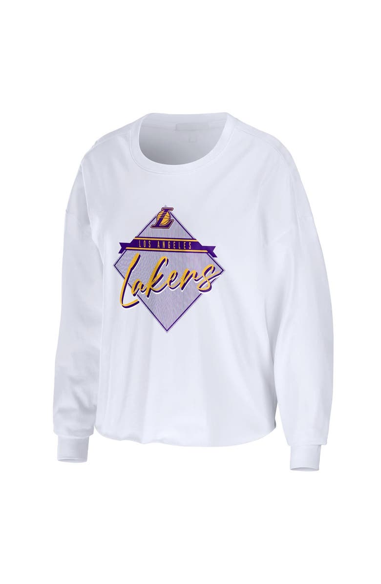 WEAR by Erin Andrews Women's WEAR by Erin Andrews White Los Angeles Lakers Cropped Long Sleeve T-Shirt, Alternate, color, White