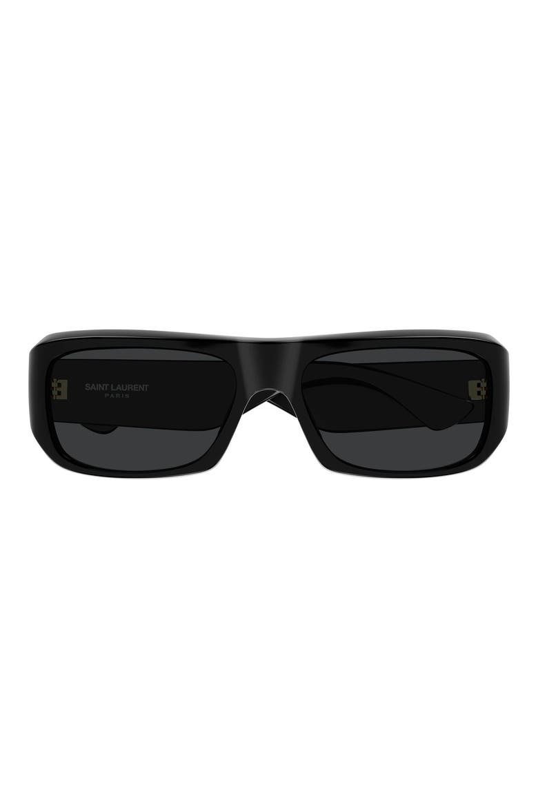 SL 869 57mm Polarized Rectangular Sunglasses, Main, color, BLACK