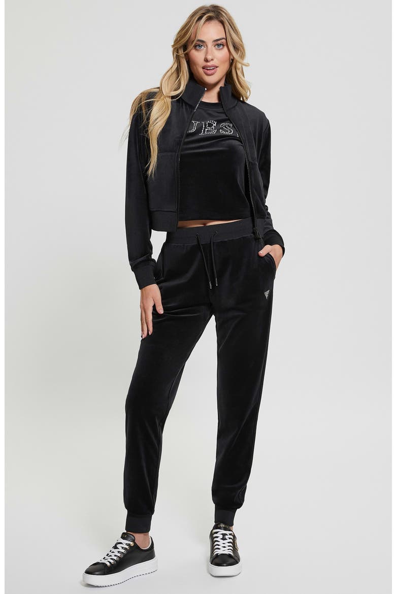 Couture Embellished Crop Velvet T-Shirt, Alternate, color, JET BLACK