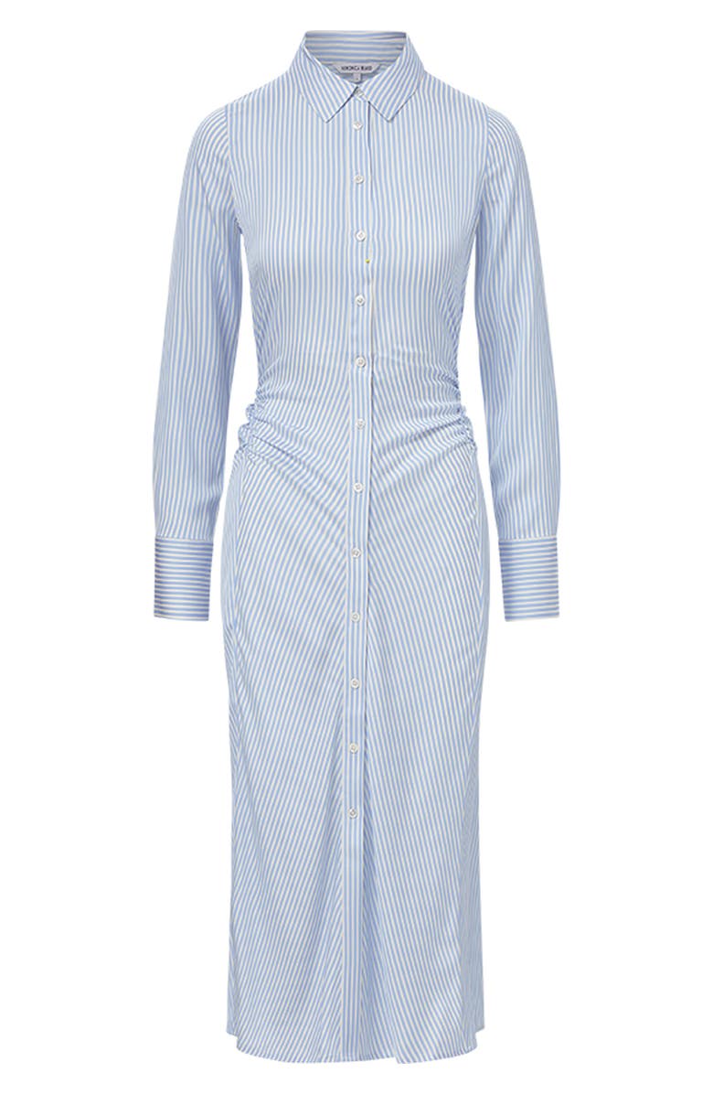 Veronica Beard Lex Stripe Long Sleeve Silk Blend Shirtdress, Alternate, color, Dark Bluebell/ Off White