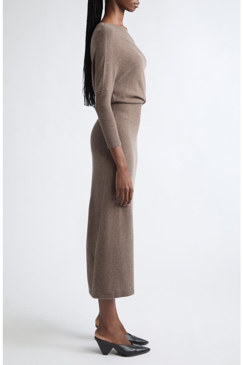 Kasos Long Sleeve Off the Shoulder Seater Cashmere Sweater Dress, Alternate, color, COCOA MEL.