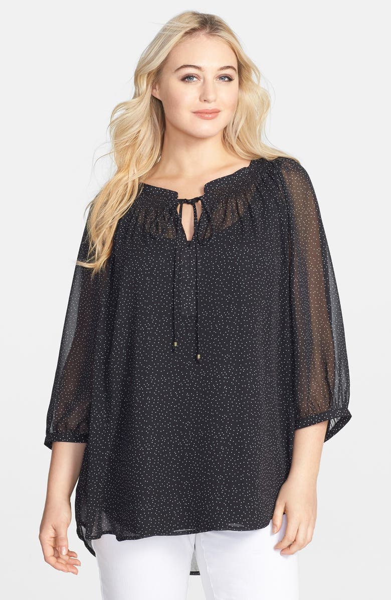 DR2 by Daniel Rainn Daniel Rainn Tie Neck Georgette Peasant Top, Main, color,