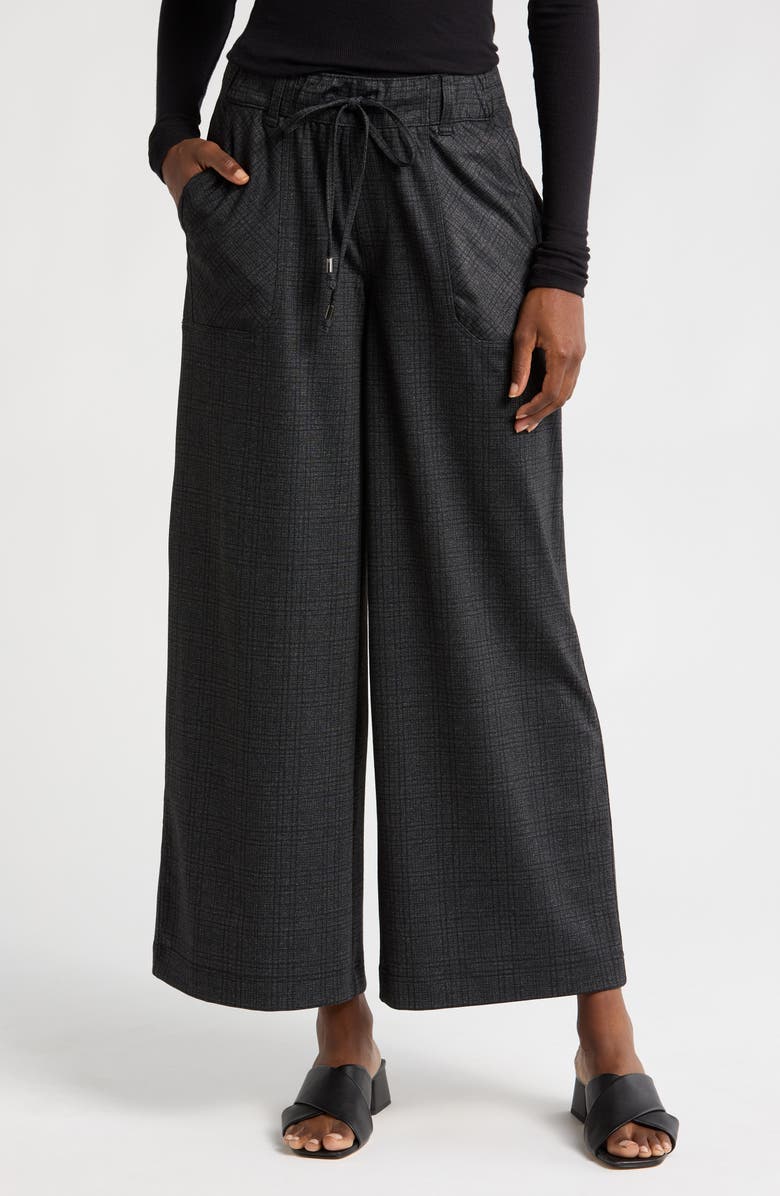 Wit & Wisdom 'Ab'Leisure Pull-On High Waist Wide Leg Ponte Pants, Main, color, Navy Charcoal