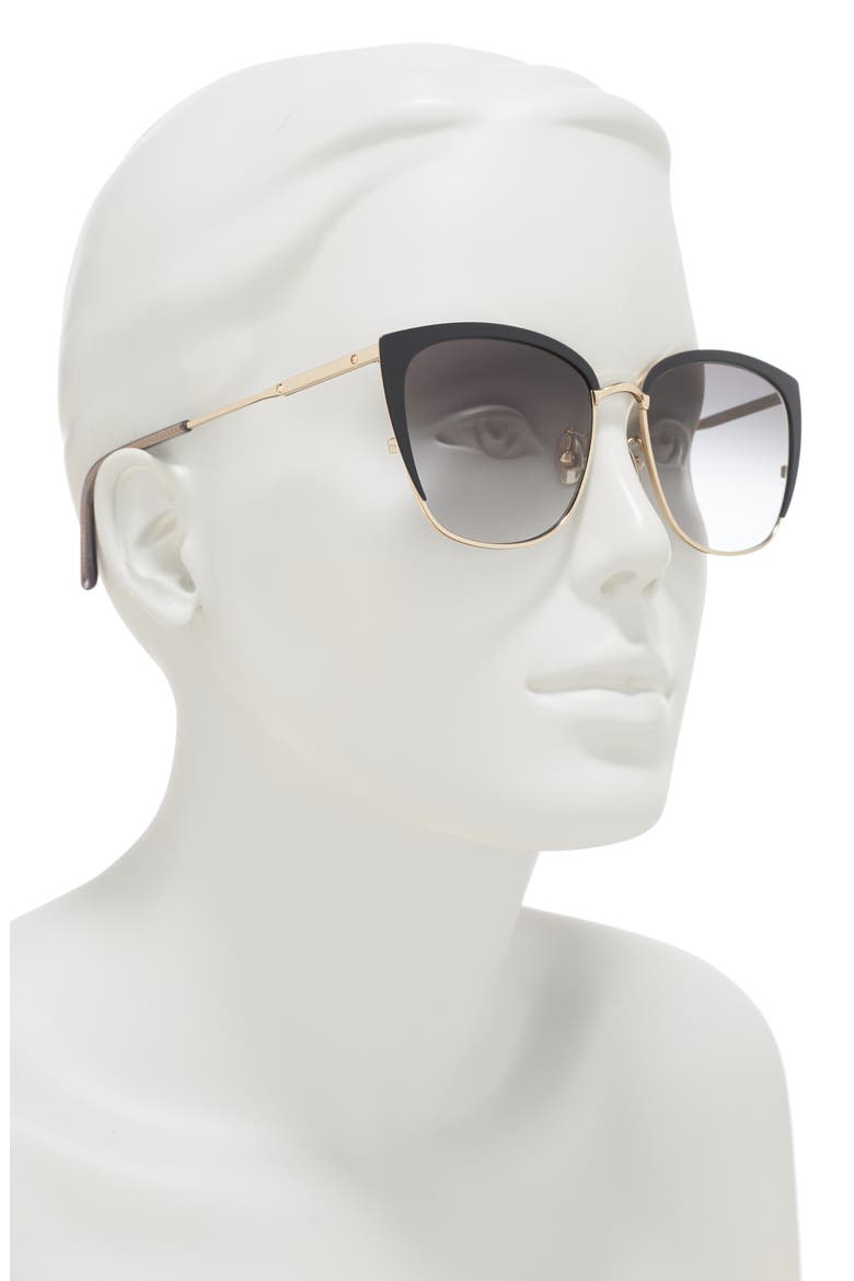 56mm Square Rectangle Sunglasses, Alternate, color, BLACK GOLD GREY/GRY