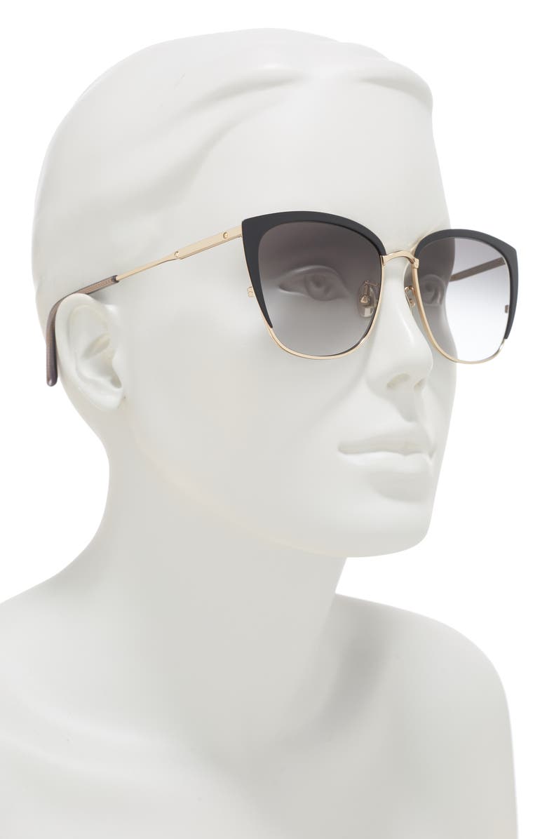Bottega Veneta 56mm Square Rectangle Sunglasses, Alternate, color,