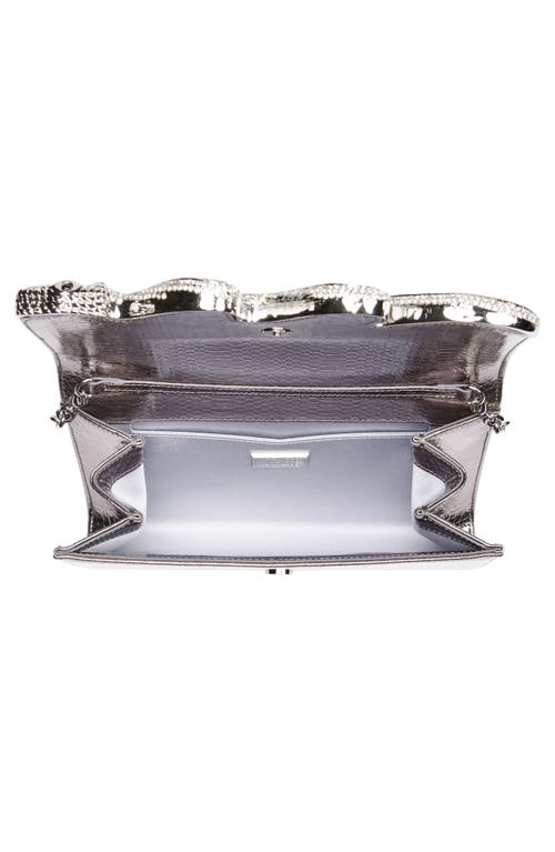 Judith Leiber Serpent Fizzoni Snake Embossed Faux Leather Clutch In Silver Gunmetal