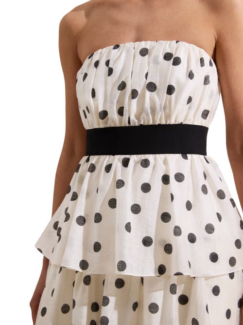 Ro&zo Womens Claudia Polka-dot Tiered Cotton And Linen-blend Maxi Dress Black In White