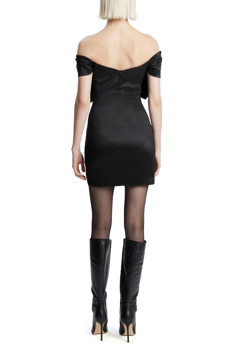 Bow Off the Shoulder Minidress, Alternate, color, BLACK