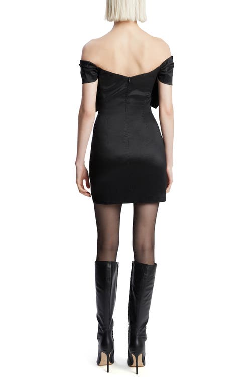 Shop Bardot Bow Off The Shoulder Minidress In Black