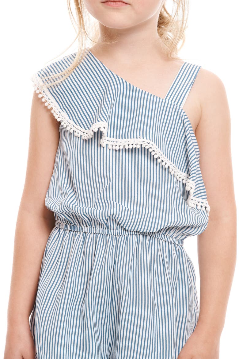 Stripe Ruffle Romper, Alternate, color, NAVY WHITE