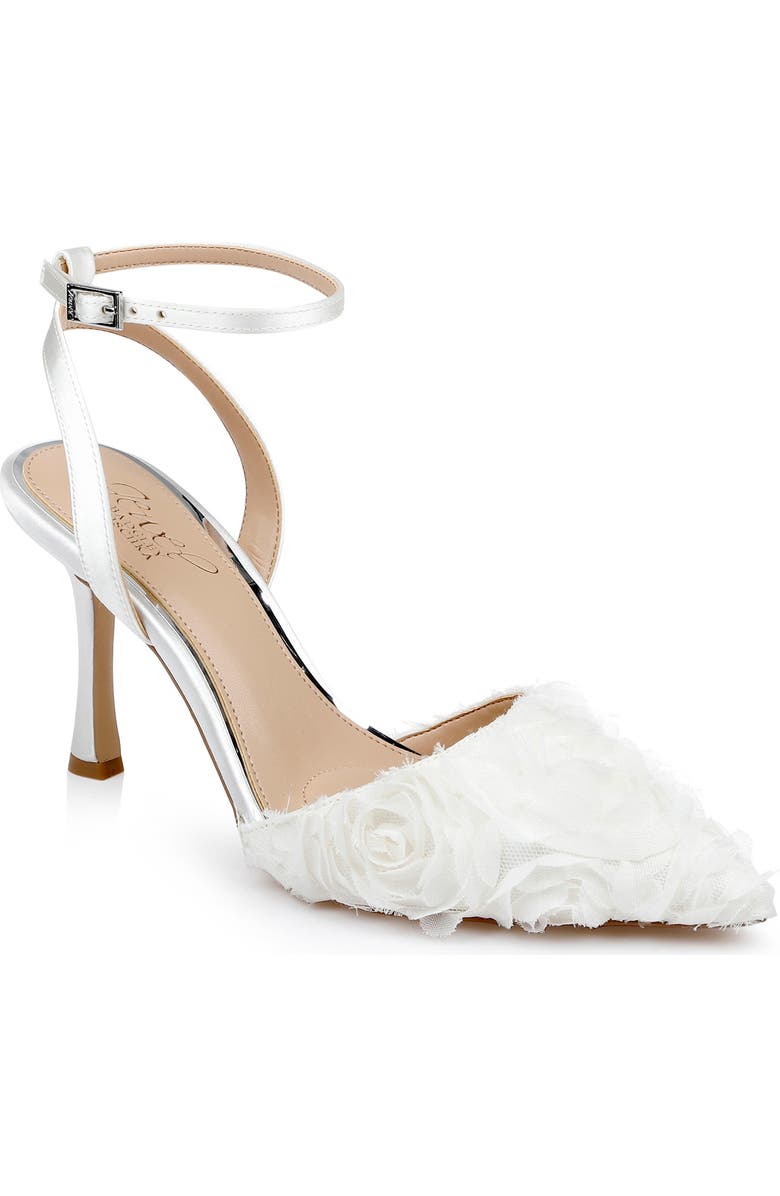 Jewel Badgley Mischka Shannon Pointed Toe Ankle Strap Pump, Main, color, Ivory/ Ivory