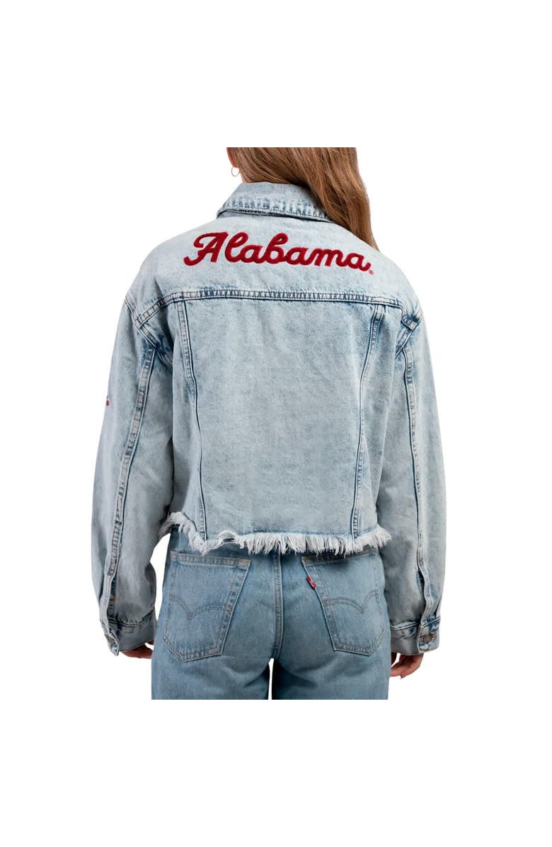 Hype and Vice Women's Hype and Vice Denim Alabama Crimson Tide Lightwash Full-Button Jean Jacket, Alternate, color, Denim