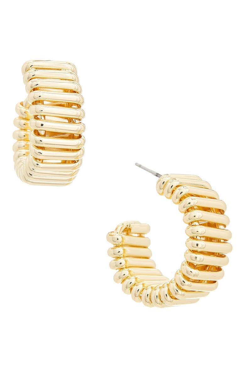 Textured Hoop Earrings, Main, color, YELLOW